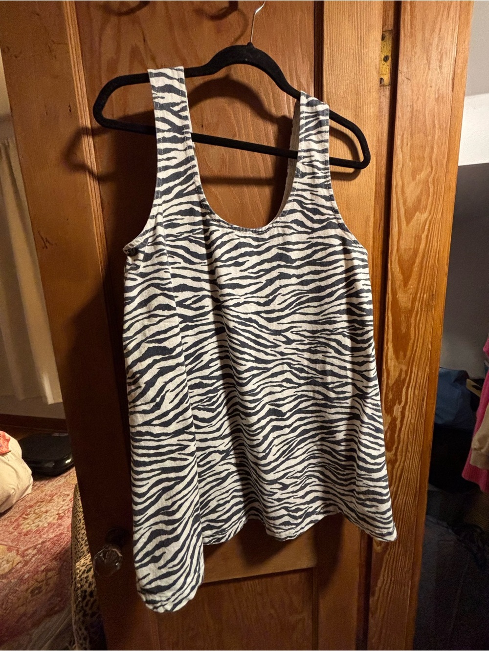 Asos Zebra Print Scoop Neck mini dress - White & Black